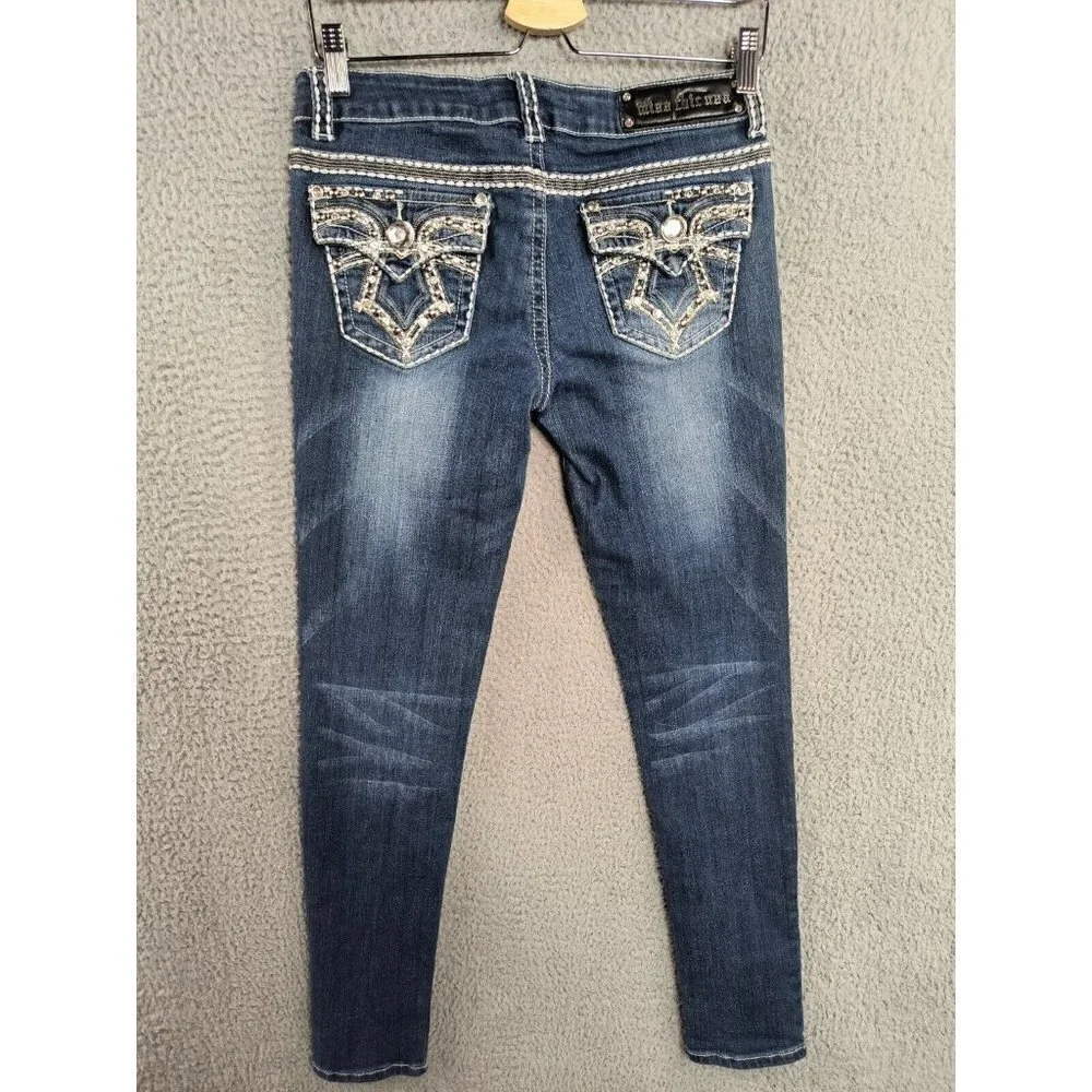 Miss Chic USA Bling Skinny Stretch‎ Flap Pocket Jeans Womens Juniors 5 Waist 29